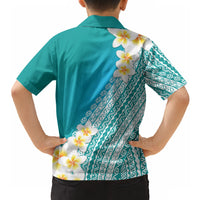 Tahiti Plumeria Tribal Pattern Hawaiian Shirt Wave Style Turquoise LT05 - Polynesian Pride