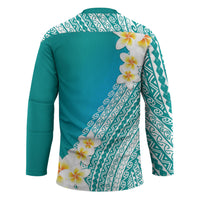 Tahiti Plumeria Tribal Pattern Hockey Jersey Wave Style Turquoise LT05 - Polynesian Pride