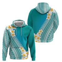 Tahiti Plumeria Tribal Pattern Hoodie Wave Style Turquoise LT05 - Polynesian Pride