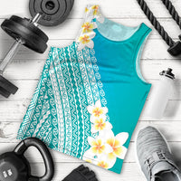 Tahiti Plumeria Tribal Pattern Men Tank Top Wave Style Turquoise LT05 - Polynesian Pride