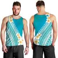 Tahiti Plumeria Tribal Pattern Men Tank Top Wave Style Turquoise LT05 - Polynesian Pride