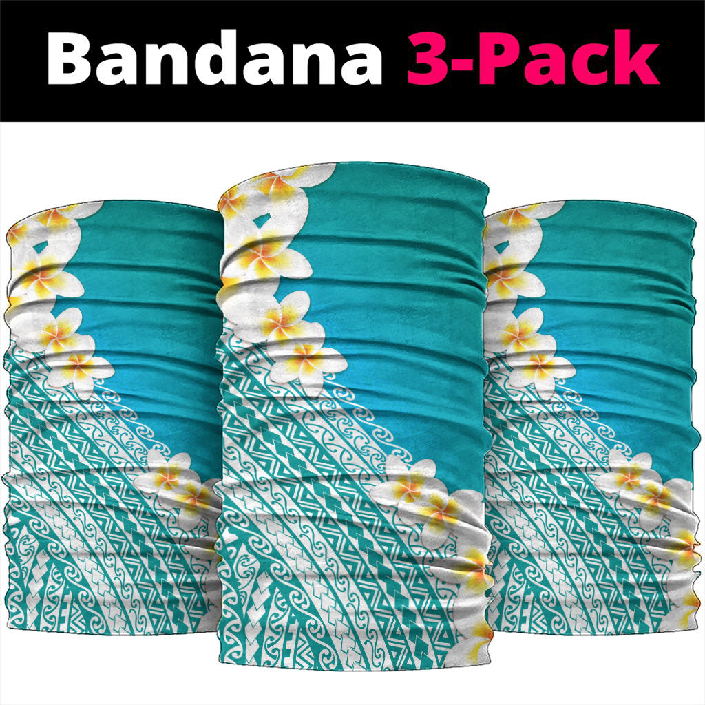 Tahiti Plumeria Tribal Pattern Neck Gaiter Wave Style Turquoise LT05 package One Size: 25*50cm Turquoise - Polynesian Pride