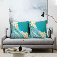 Tahiti Plumeria Tribal Pattern Pillow Cover Wave Style Turquoise LT05 - Polynesian Pride