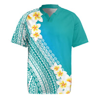 Tahiti Plumeria Tribal Pattern Rugby Jersey Wave Style Turquoise LT05 Turquoise - Polynesian Pride