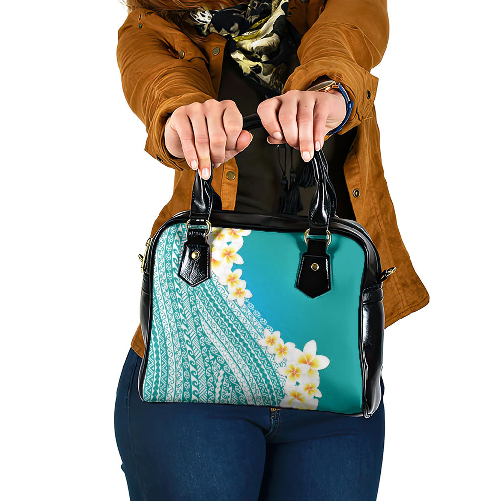 Tahiti Plumeria Tribal Pattern Shoulder Handbag Wave Style Turquoise LT05 One Size Turquoise - Polynesian Pride