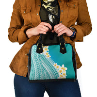 Tahiti Plumeria Tribal Pattern Shoulder Handbag Wave Style Turquoise LT05 - Polynesian Pride