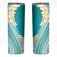 Tahiti Plumeria Tribal Pattern Skinny Tumbler Wave Style Turquoise LT05 Turquoise - Polynesian Pride