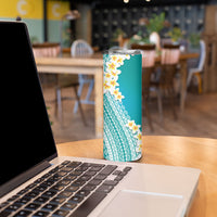 Tahiti Plumeria Tribal Pattern Skinny Tumbler Wave Style Turquoise LT05 - Polynesian Pride