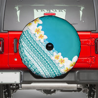 Tahiti Plumeria Tribal Pattern Spare Tire Cover Wave Style Turquoise LT05 - Polynesian Pride