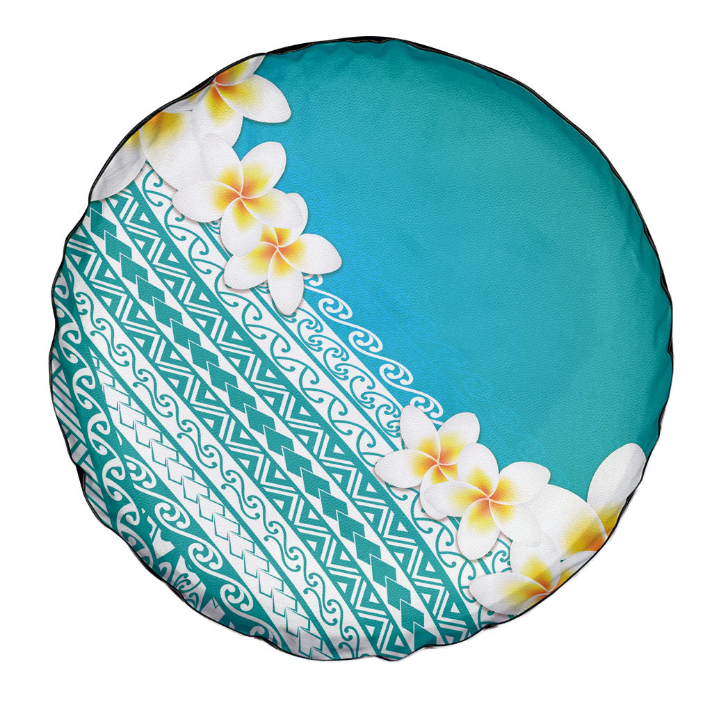Tahiti Plumeria Tribal Pattern Spare Tire Cover Wave Style Turquoise LT05 - Polynesian Pride
