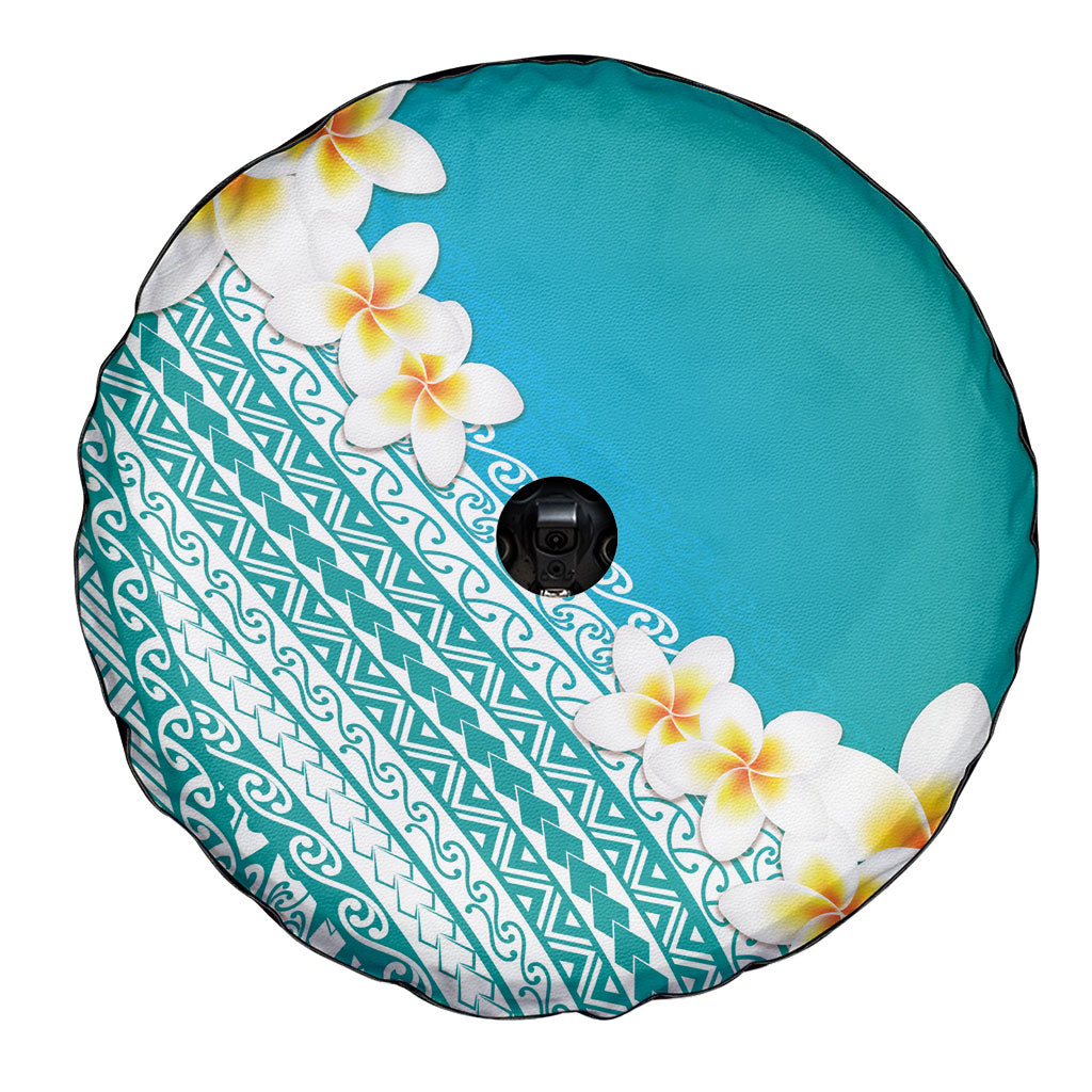 Tahiti Plumeria Tribal Pattern Spare Tire Cover Wave Style Turquoise LT05 - Polynesian Pride