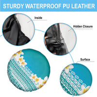 Tahiti Plumeria Tribal Pattern Spare Tire Cover Wave Style Turquoise LT05 - Polynesian Pride