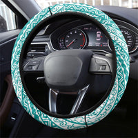 Tahiti Plumeria Tribal Pattern Steering Wheel Cover Wave Style Turquoise LT05 - Polynesian Pride