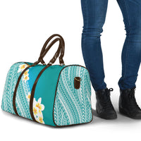 Tahiti Plumeria Tribal Pattern Travel Bag Wave Style Turquoise LT05 - Polynesian Pride