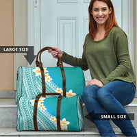 Tahiti Plumeria Tribal Pattern Travel Bag Wave Style Turquoise LT05 - Polynesian Pride
