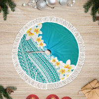 Tahiti Plumeria Tribal Pattern Tree Skirt Wave Style Turquoise