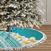Tahiti Plumeria Tribal Pattern Tree Skirt Wave Style Turquoise