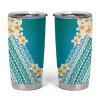 Tahiti Plumeria Tribal Pattern Tumbler Cup Wave Style Turquoise LT05 Turquoise - Polynesian Pride