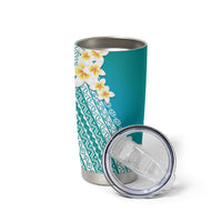 Tahiti Plumeria Tribal Pattern Tumbler Cup Wave Style Turquoise LT05 - Polynesian Pride