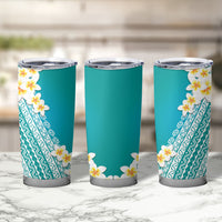 Tahiti Plumeria Tribal Pattern Tumbler Cup Wave Style Turquoise LT05 - Polynesian Pride