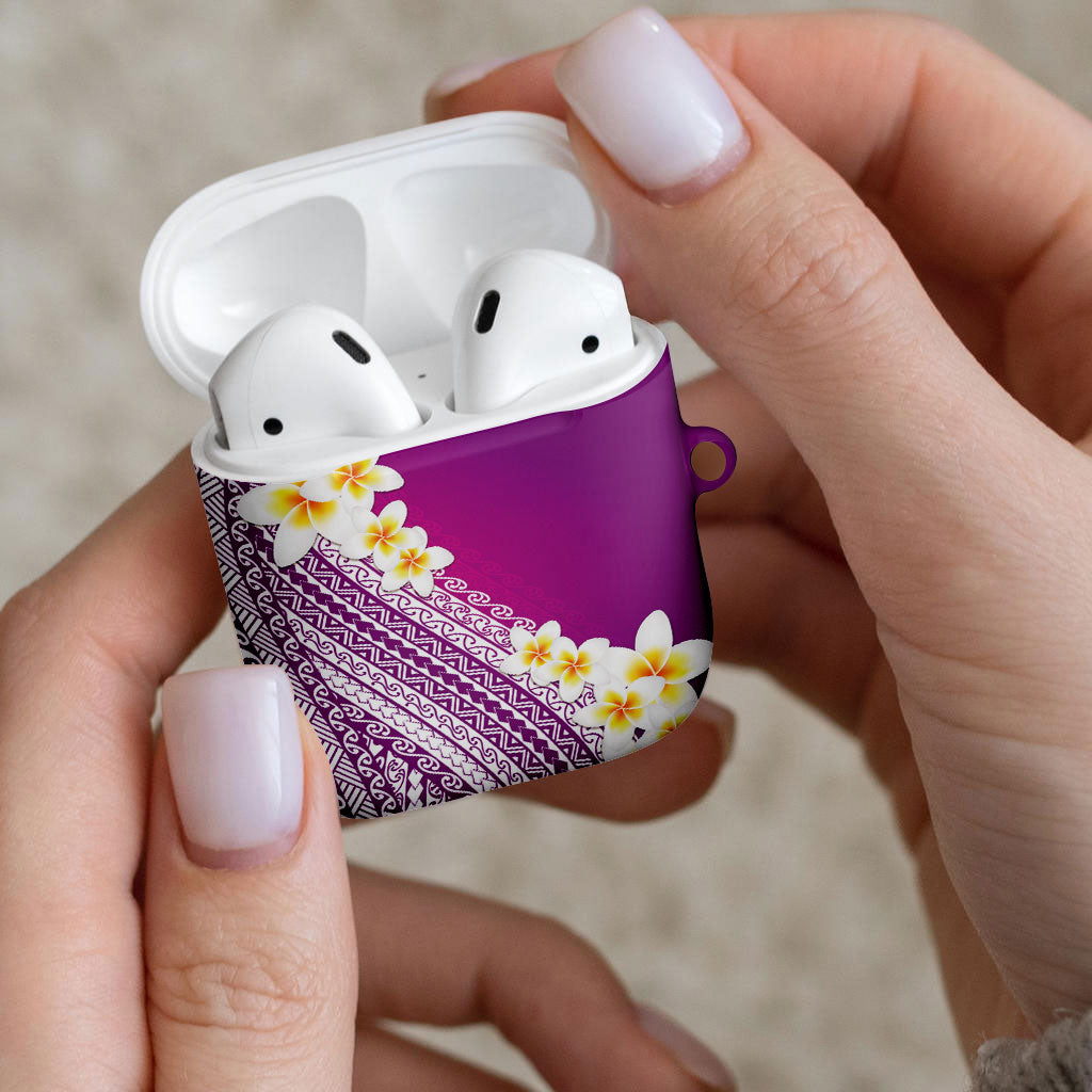 Tahiti Plumeria Tribal Pattern AirPods Case Wave Style Purple LT05 - Polynesian Pride