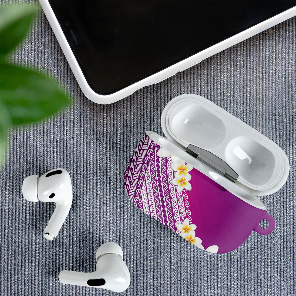 Tahiti Plumeria Tribal Pattern AirPods Case Wave Style Purple LT05 - Polynesian Pride