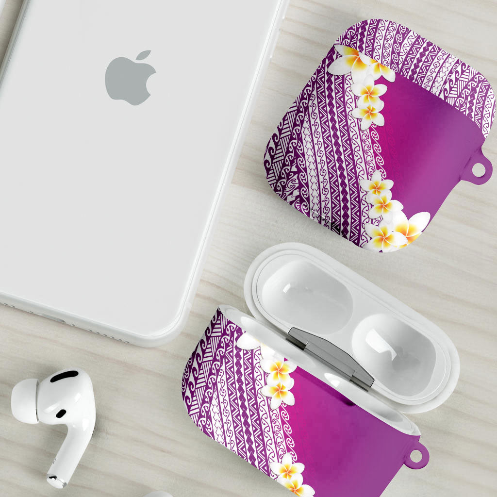 Tahiti Plumeria Tribal Pattern AirPods Case Wave Style Purple LT05 - Polynesian Pride