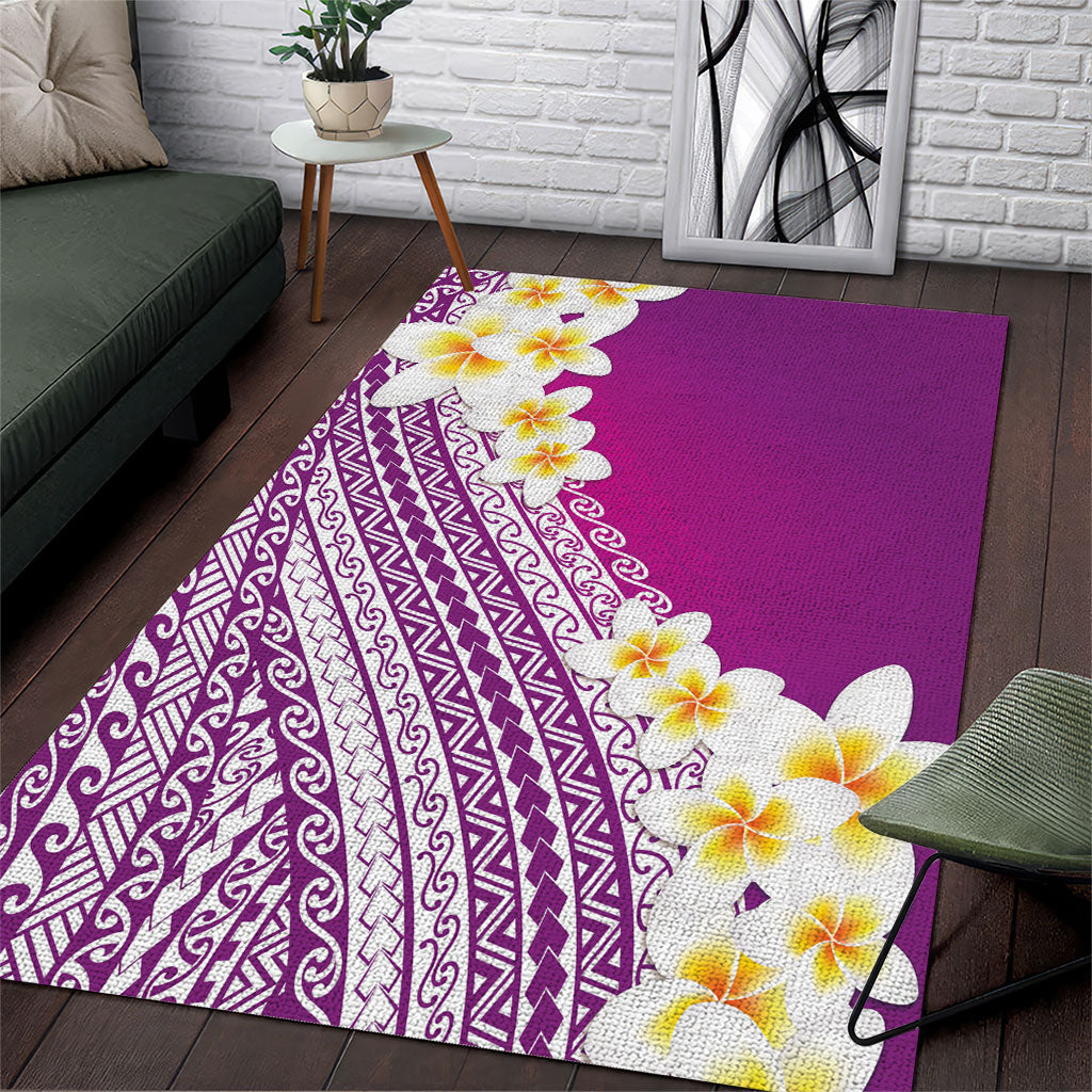 Tahiti Plumeria Tribal Pattern Area Rug Wave Style Purple LT05 Purple - Polynesian Pride