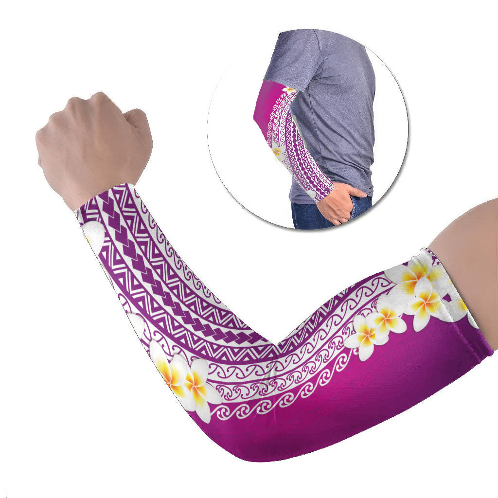 Tahiti Plumeria Tribal Pattern Arm Sleeves Wave Style Purple LT05 Set of 2 Purple - Polynesian Pride