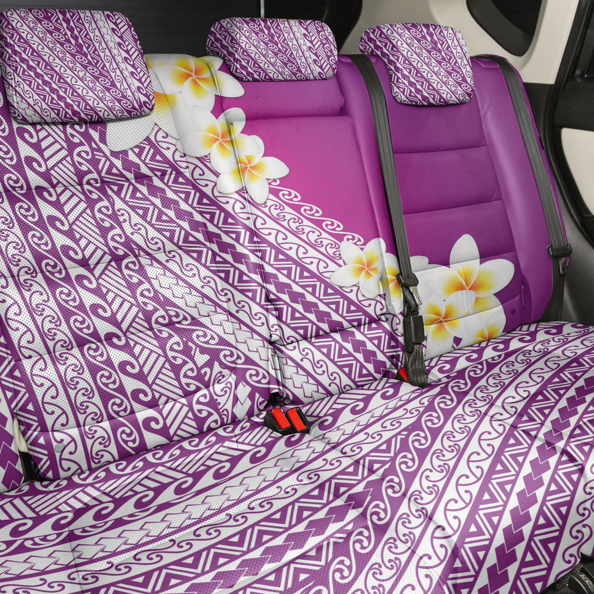 Tahiti Plumeria Tribal Pattern Back Car Seat Cover Wave Style Purple LT05 - Polynesian Pride