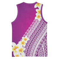Tahiti Plumeria Tribal Pattern Basketball Jersey Wave Style Purple LT05 - Polynesian Pride