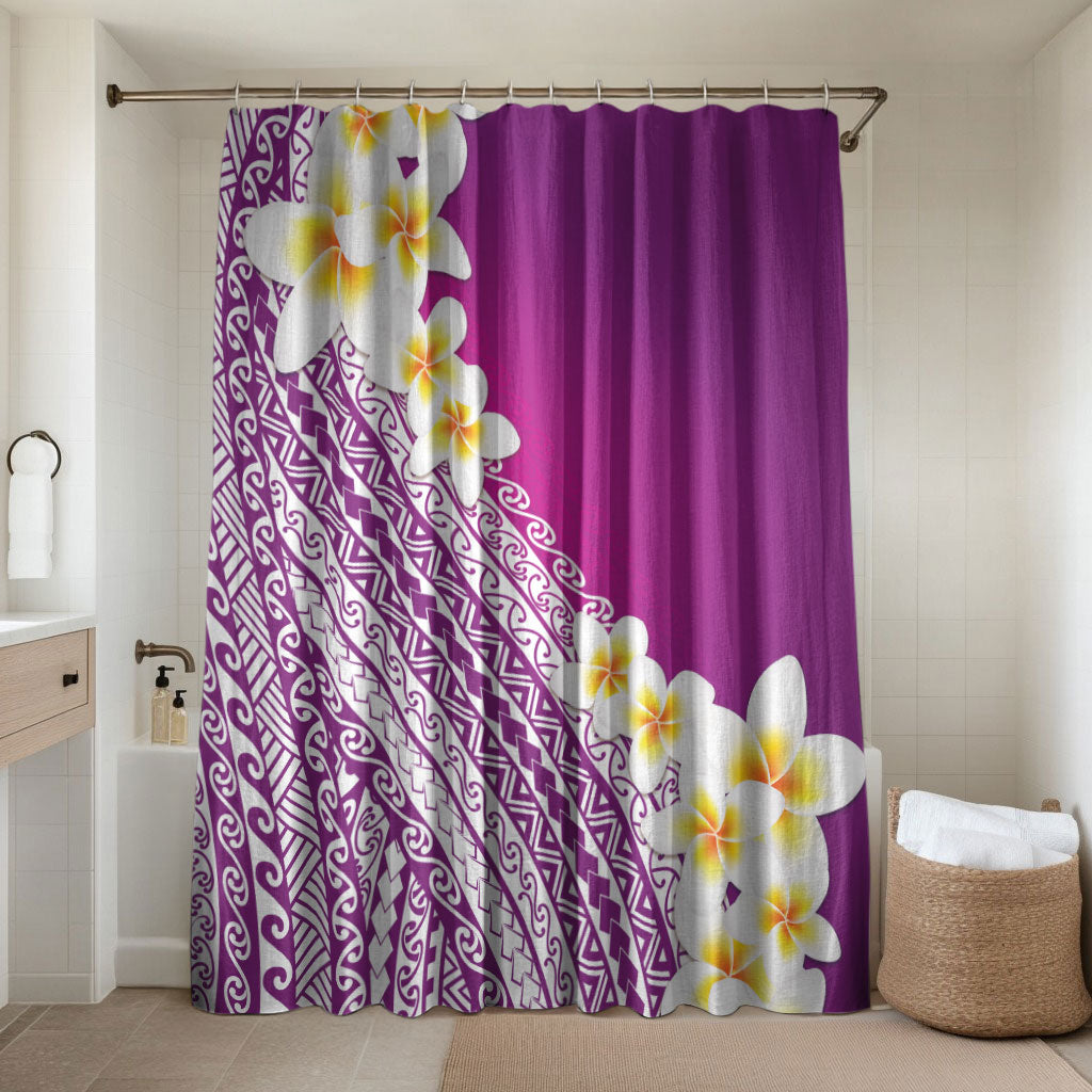 Tahiti Plumeria Tribal Pattern Bathroom Set Wave Style Purple LT05 Shower Curtain Only Purple - Polynesian Pride