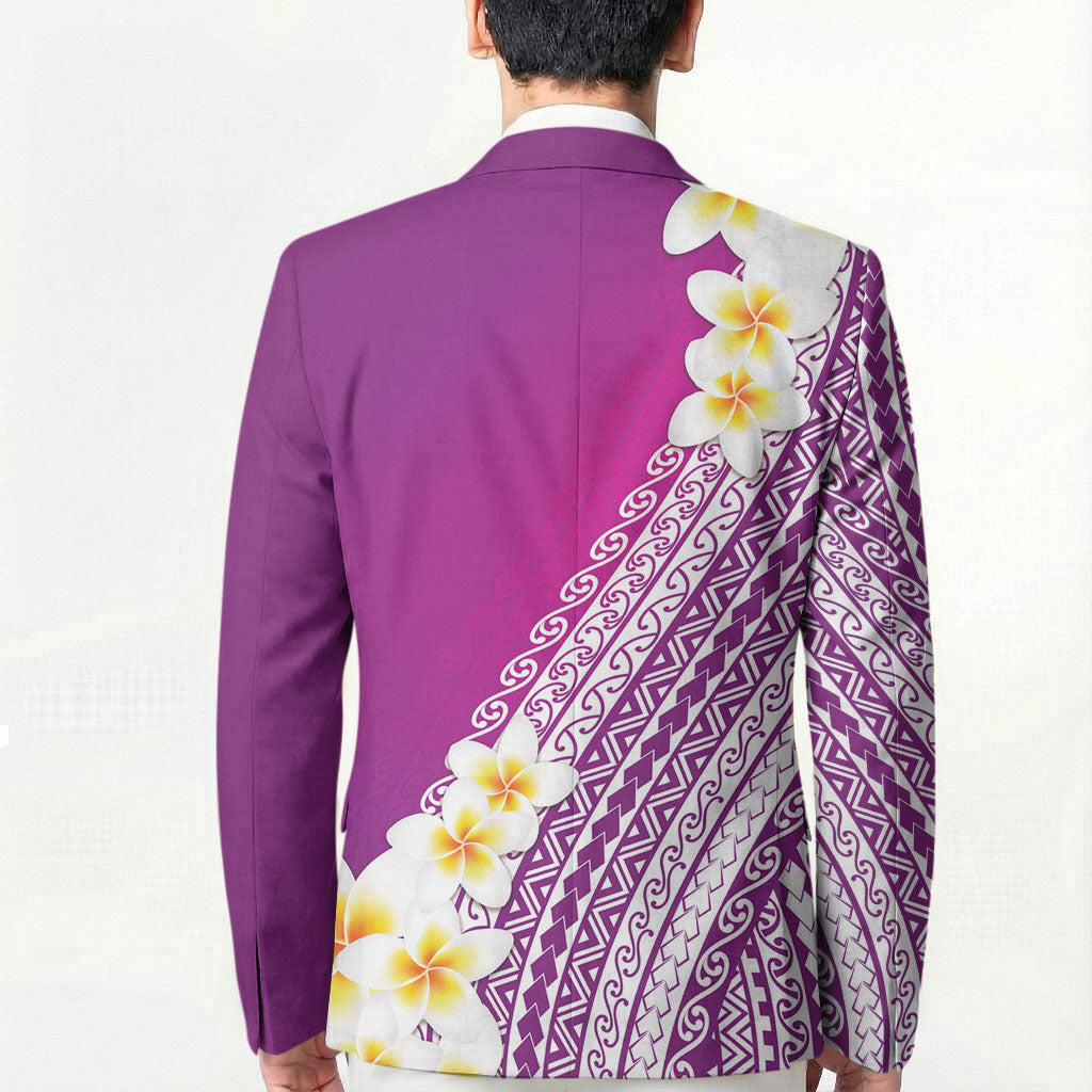 Tahiti Plumeria Tribal Pattern Blazer Wave Style Purple LT05 - Polynesian Pride