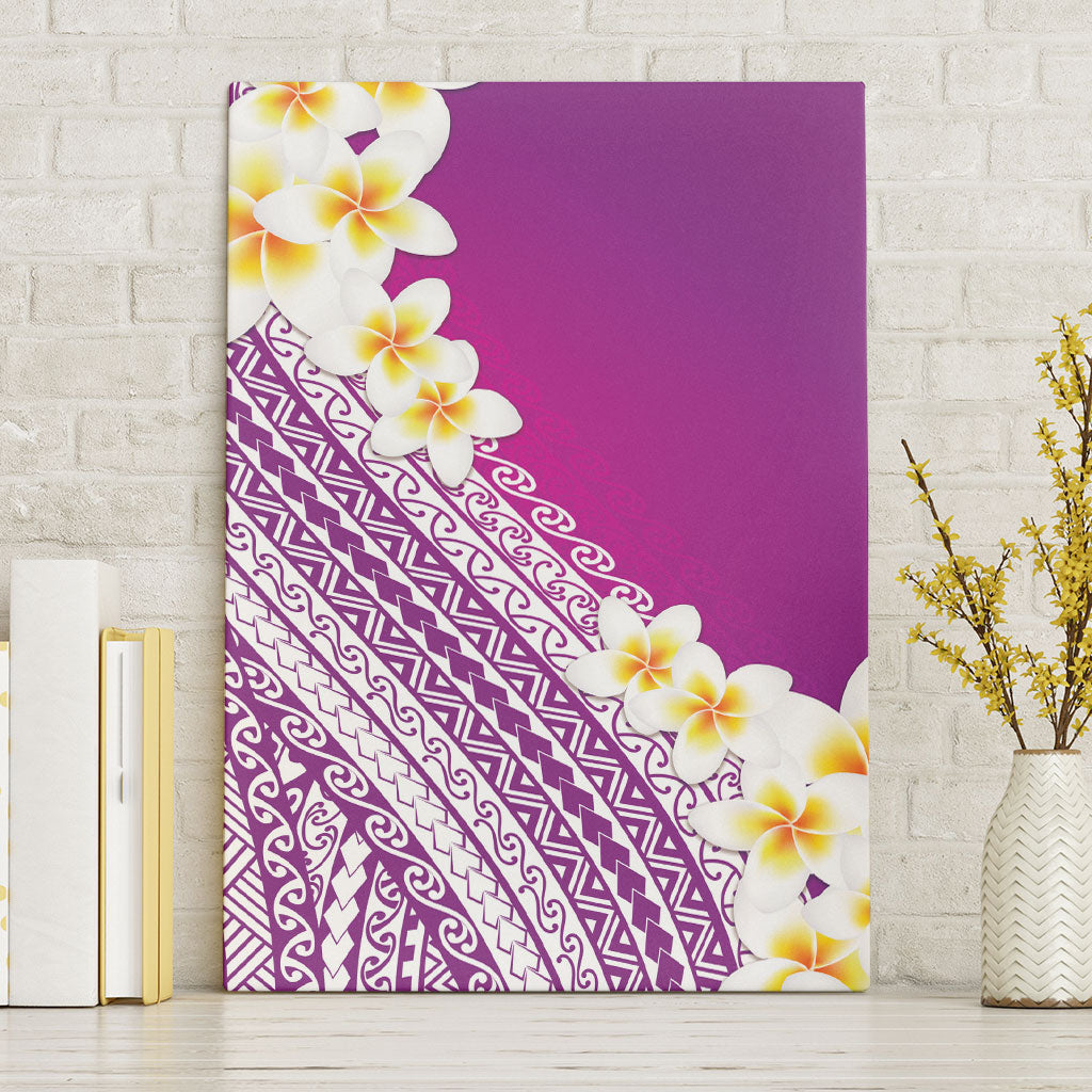 Tahiti Plumeria Tribal Pattern Canvas Wall Art Wave Style Purple LT05 Without Frame Purple - Polynesian Pride