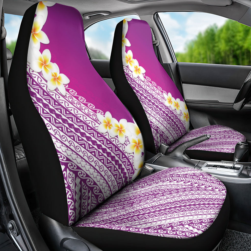 Tahiti Plumeria Tribal Pattern Car Seat Cover Wave Style Purple LT05 - Polynesian Pride