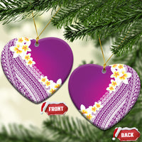 Tahiti Plumeria Tribal Pattern Ceramic Ornament Wave Style Purple LT05 Heart Purple - Polynesian Pride