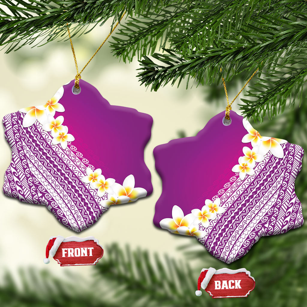 Tahiti Plumeria Tribal Pattern Ceramic Ornament Wave Style Purple LT05 Snow Flake Purple - Polynesian Pride
