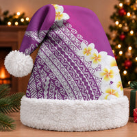 Tahiti Plumeria Tribal Pattern Christmas Santa Hat Wave Style Purple LT05 With Fur Purple - Polynesian Pride