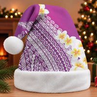 Tahiti Plumeria Tribal Pattern Christmas Santa Hat Wave Style Purple LT05 Without Fur Purple - Polynesian Pride