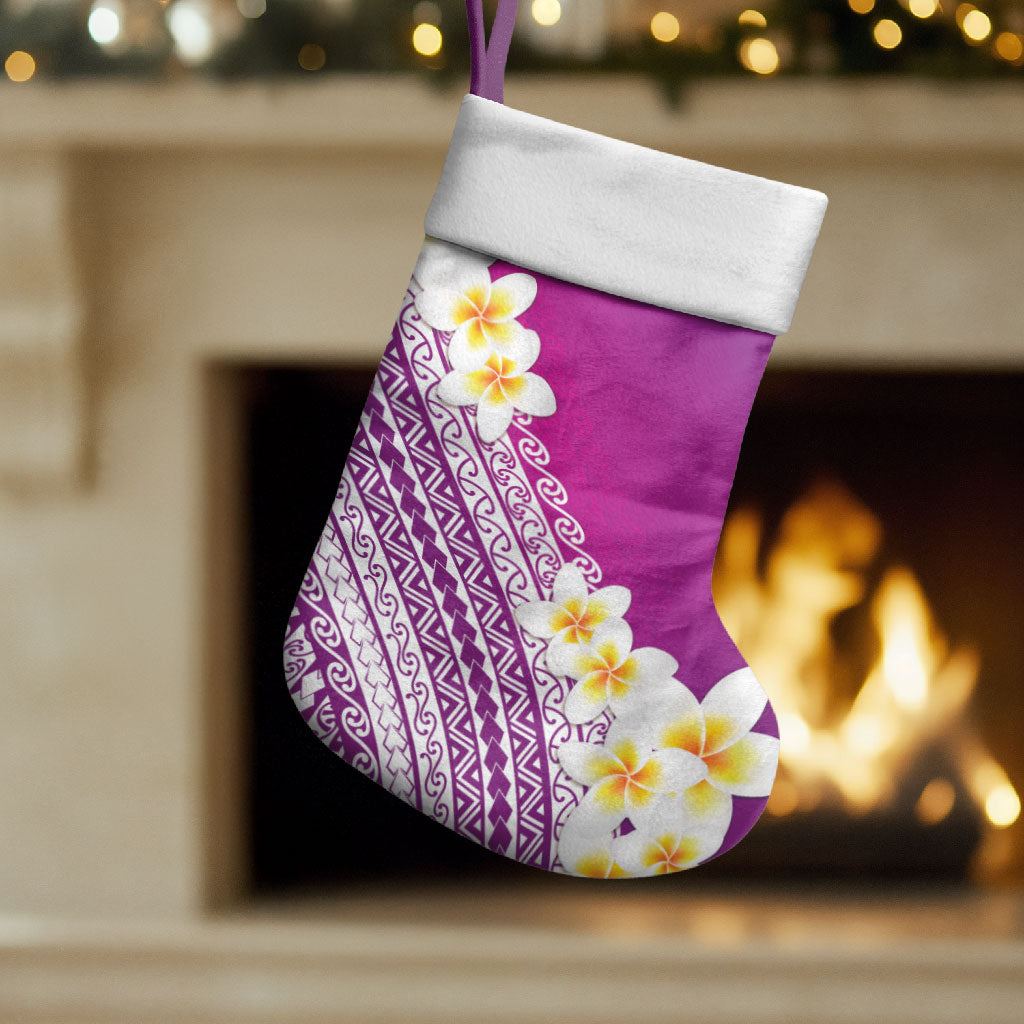 Tahiti Plumeria Tribal Pattern Christmas Stocking Wave Style Purple