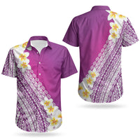 Tahiti Plumeria Tribal Pattern Couples Matching Summer Maxi Dress and Hawaiian Shirt Wave Style Purple LT05 - Polynesian Pride