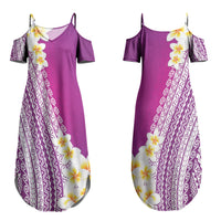 Tahiti Plumeria Tribal Pattern Couples Matching Summer Maxi Dress and Hawaiian Shirt Wave Style Purple LT05 - Polynesian Pride