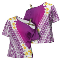 Tahiti Plumeria Tribal Pattern Cross Shoulder Shirt Wave Style Purple LT05 - Polynesian Pride