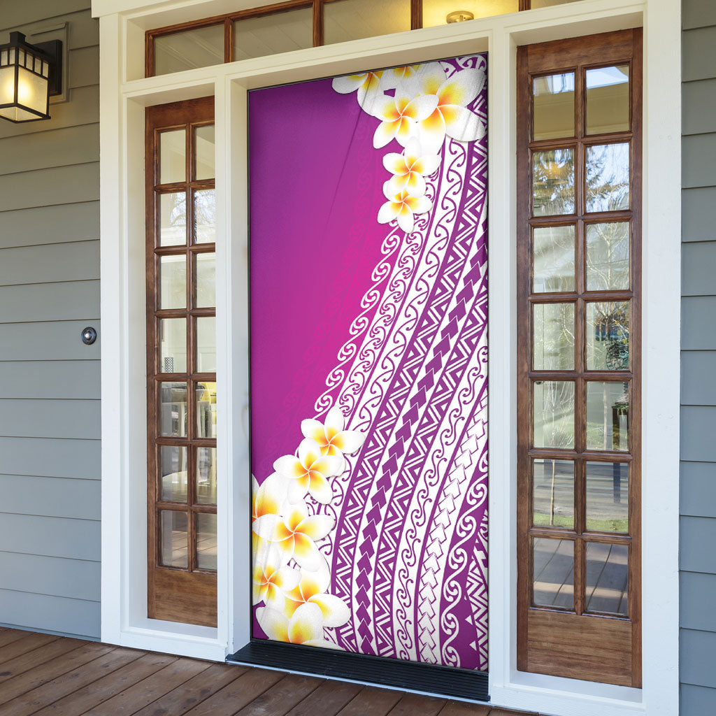 Tahiti Plumeria Tribal Pattern Door Cover Wave Style Purple LT05 - Polynesian Pride