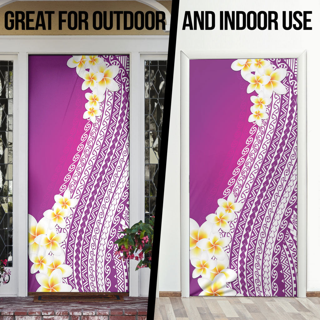 Tahiti Plumeria Tribal Pattern Door Cover Wave Style Purple LT05 - Polynesian Pride