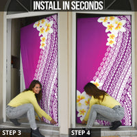 Tahiti Plumeria Tribal Pattern Door Cover Wave Style Purple LT05 - Polynesian Pride