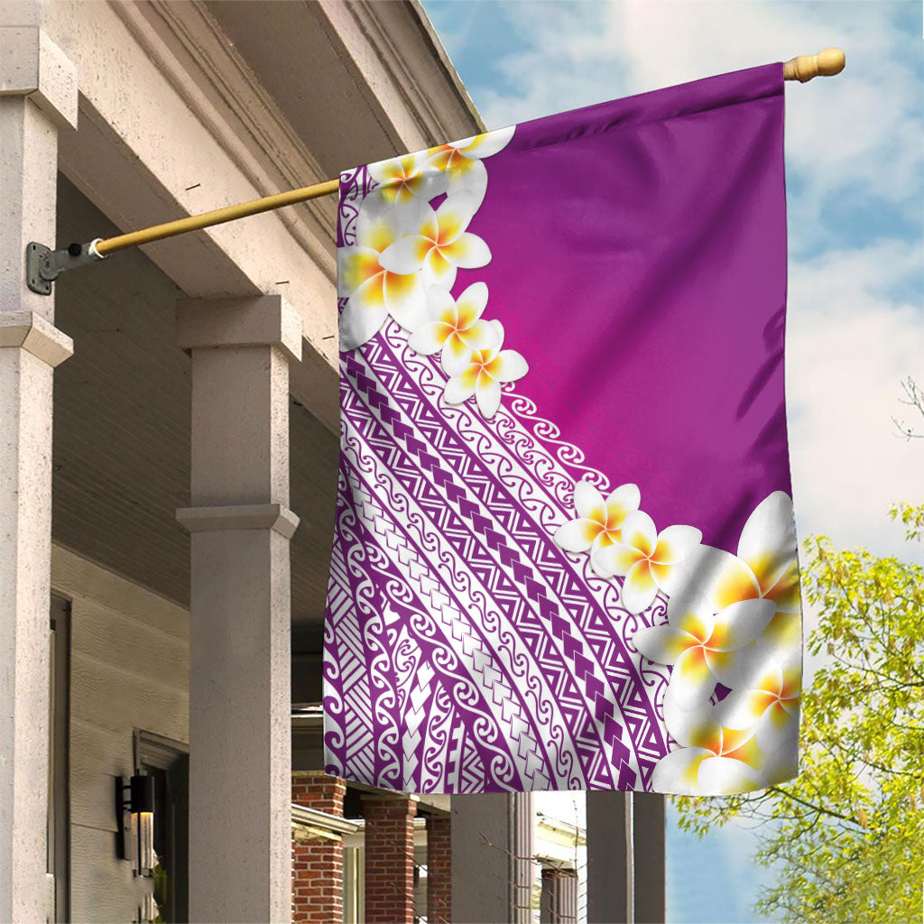 Tahiti Plumeria Tribal Pattern Garden Flag Wave Style Purple LT05 House Flag Purple - Polynesian Pride