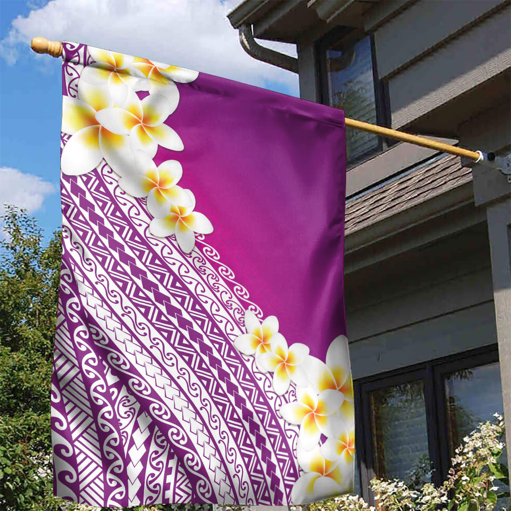 Tahiti Plumeria Tribal Pattern Garden Flag Wave Style Purple LT05 - Polynesian Pride