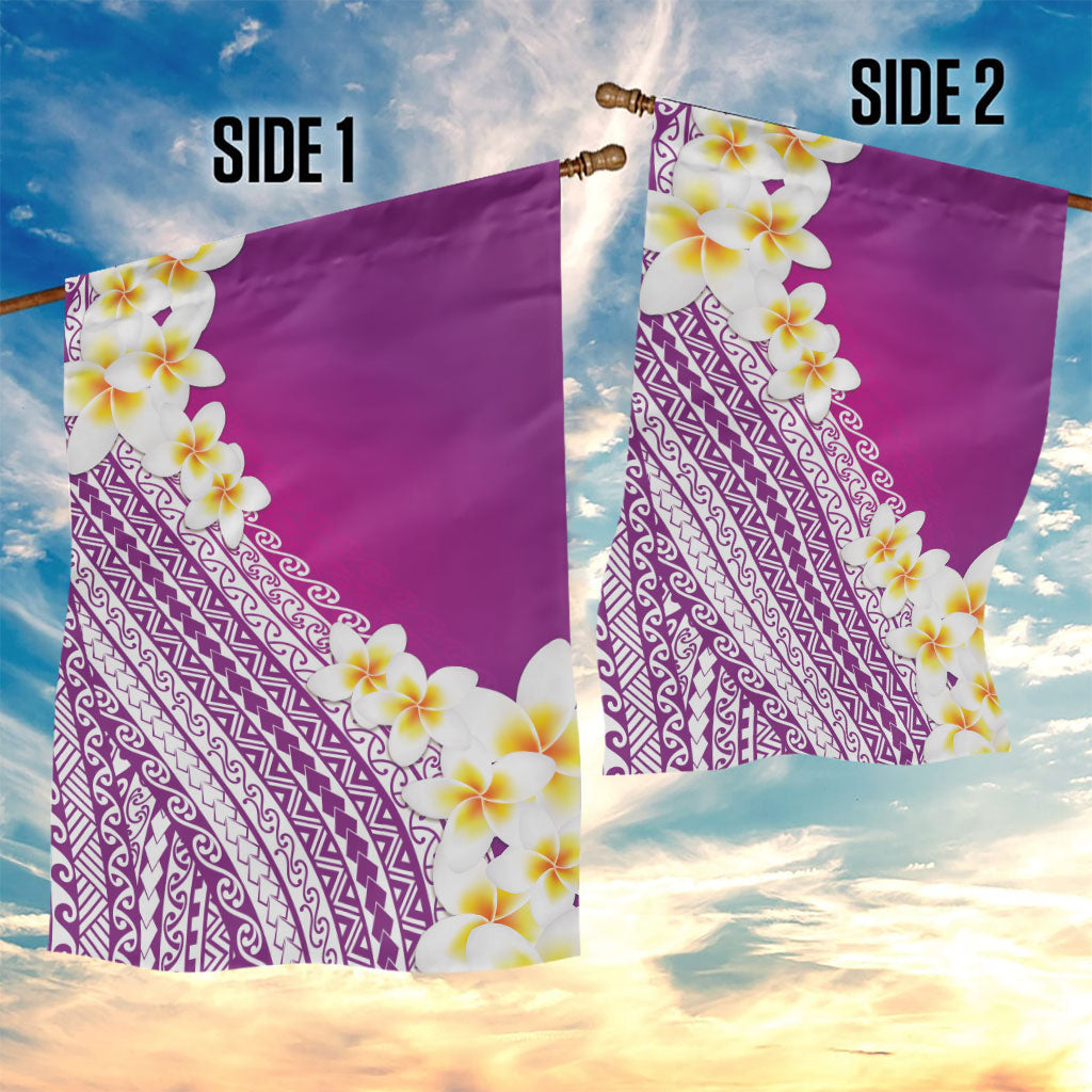 Tahiti Plumeria Tribal Pattern Garden Flag Wave Style Purple LT05 - Polynesian Pride