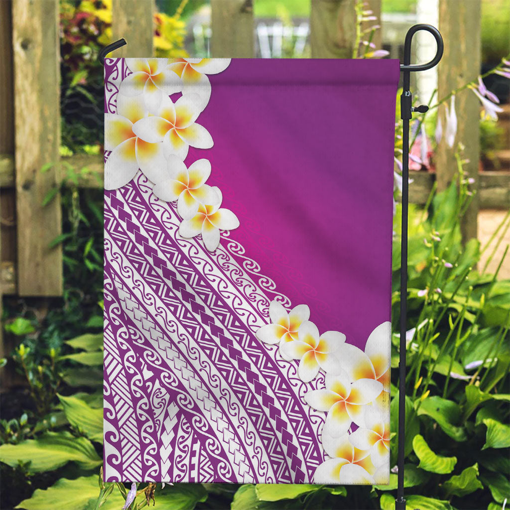 Tahiti Plumeria Tribal Pattern Garden Flag Wave Style Purple LT05 Garden Flag Purple - Polynesian Pride